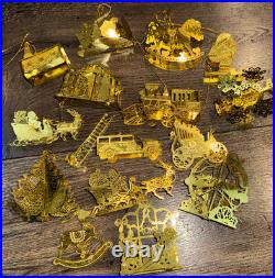 Mixed Lot of 15 Danbury Mint Christmas 23k Gold Plated Ornaments Christmas Tree