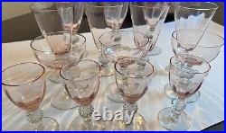 Morgantown Golf Ball Pink Hand Blown Glassware Discontinued Lot 14 Pieces