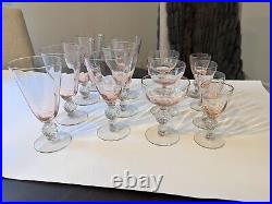 Morgantown Golf Ball Pink Hand Blown Glassware Discontinued Lot 14 Pieces