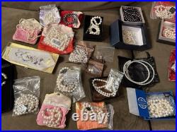 NEW ALL Freshwater PEARL Jewelry Lot HUGE Collection NECKLACES EARRINGS with Bags
