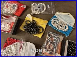 NEW ALL Freshwater PEARL Jewelry Lot HUGE Collection NECKLACES EARRINGS with Bags