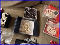 NEW ALL Freshwater PEARL Jewelry Lot HUGE Collection NECKLACES EARRINGS with Bags