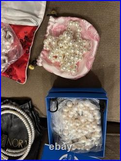 NEW ALL Freshwater PEARL Jewelry Lot HUGE Collection NECKLACES EARRINGS with Bags