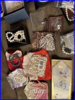NEW ALL Freshwater PEARL Jewelry Lot HUGE Collection NECKLACES EARRINGS with Bags