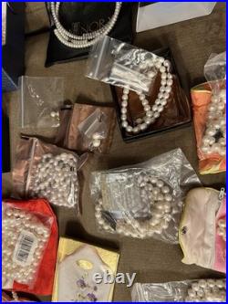 NEW ALL Freshwater PEARL Jewelry Lot HUGE Collection NECKLACES EARRINGS with Bags