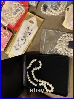 NEW ALL Freshwater PEARL Jewelry Lot HUGE Collection NECKLACES EARRINGS with Bags