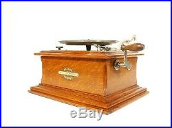 Near Mint 1902 Zonophone Concert Grand Phonograph With Original All-Brass Horn