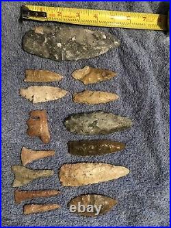 Oklahoma arrowheads Lot of 14 all Authentic