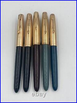 Parker 51 Fountain Pens -lot of 5- ALL WORKING