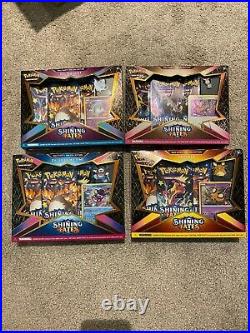 Pokemon TCG Shining Fates Mad Party Pin Collections Box Lot of All 4 Boxes