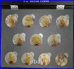 Queens Beasts All together 11 Gilded Silver 2 Oz Collection Boxed