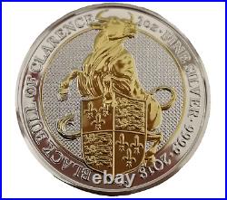 Queens Beasts All together 11 Gilded Silver 2 Oz Collection Boxed