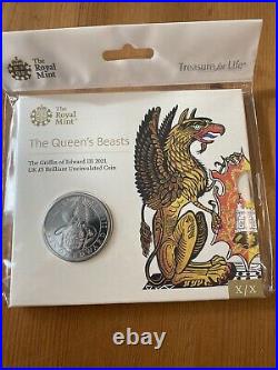 ROYAL MINT QUEENS BEASTS £5 Coin Collection All 10 Coin Pack Sealed