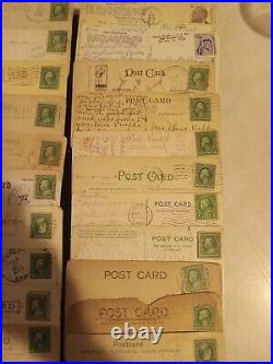 Rare Stamps Undefaced & Defaced On Vintage Postcards