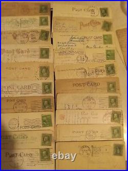 Rare Stamps Undefaced & Defaced On Vintage Postcards