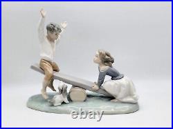 Retired Lladro #4867 Seesaw Boy/girl & Dog On Teeter Totter Glossy Mint Figurine