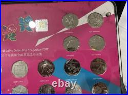 Royal Mint 2012 Olympic Coins & Pins Only Collection Mirror Finish COA Boxed