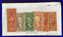 Scarce Collection Of 6 Us Long Revenue Stamps, All High Denominations $1-$5 Lot