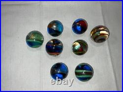 Set of 8 Contemporary Handmade Swirl Marbles. All are 1.5 +/. Mint Condition