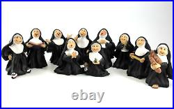 Sister Folk NUN FIGURINES Lot of 10 GN/ Maureen Black & White Habit 1999 Vintage