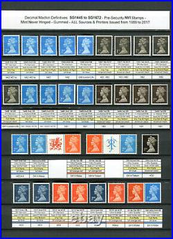 Specialised QE2 Machin Collection all stamps issd 1971 2023 1240+ MNH stamps