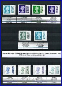 Specialised QE2 Machin Collection all stamps issd 1971 2023 1240+ MNH stamps