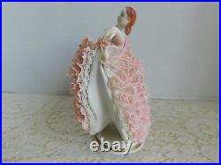 Stunning MV Irish Dresden Figurine Porcelain Lace Lady Madam Butterfly Mint