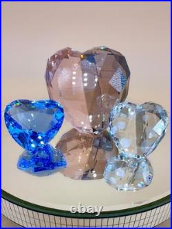 Swarovski Crystal Heart Figurines Lot/3 Love Blue Red Pink Clear NIB Paperweight