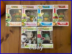 TMNT Lot Of 6 Funko Pop! All 4 Ninja Turtles + Casey Jones and Leather Head