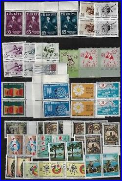 TURKEY 1960s COLLECTION OF 240+ ALL MINT NEVER HINGED MANY SETS IN PAIRS & SINGL