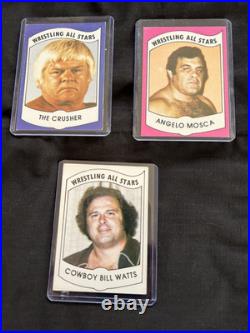 Thirty three wrestling all stars card collection lot, 1982 in plastic keepers Thirty three wrestling all stars card collection lot, 1982 in plastic keepers