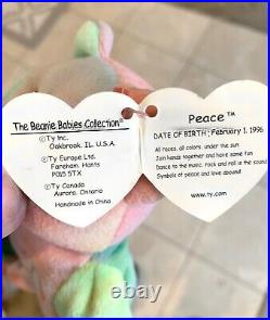 Ty Beanie Baby PEACE BEAR! Original Collectible! All Tag ERRORS MINT! VERY RARE