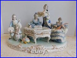 Ultra Large MV Irish Dresden Figurine Porcelain Lace Musical Quartette 14 Mint