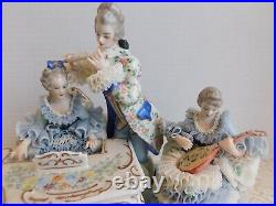 Ultra Large MV Irish Dresden Figurine Porcelain Lace Musical Quartette 14 Mint