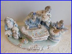 Ultra Large MV Irish Dresden Figurine Porcelain Lace Musical Quartette 14 Mint