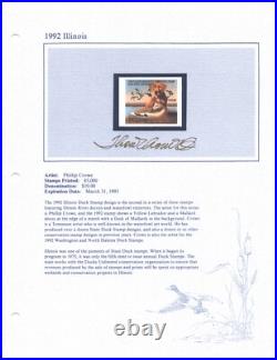Us 1990-1992 State Duck Hunting Stamps Collection Of 10 All Autographed