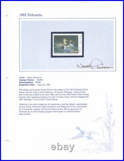 Us 1990-1992 State Duck Hunting Stamps Collection Of 10 All Autographed