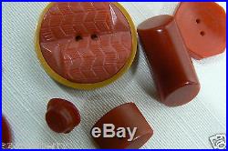 VTG Mix Lot of 16 assorted color red size Rare Dwarf all bakelite carved buttons