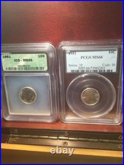 Valuable ALL Silver Old 1885 to 2012W Graded Coin Collection-MS66/Morgan & Peace