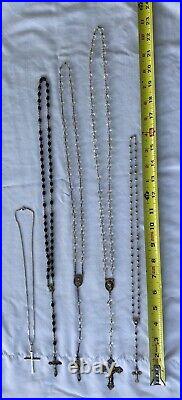 Vintage Assorted Lot Of 5 Sterling Silver Sacred Holy Rosaries See All Pictures