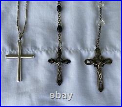 Vintage Assorted Lot Of 5 Sterling Silver Sacred Holy Rosaries See All Pictures