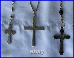 Vintage Assorted Lot Of 5 Sterling Silver Sacred Holy Rosaries See All Pictures