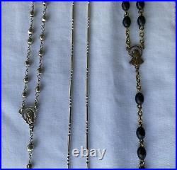 Vintage Assorted Lot Of 5 Sterling Silver Sacred Holy Rosaries See All Pictures