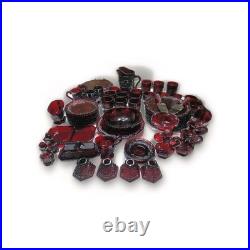 Vintage Avon Ruby Red Cape Cod Glassware Lot 65 Pieces Goblets Bowls Cups