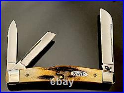 Vintage CASE XX 1995 CONGRESS WHITTLER THICK STAG LONG PULL KNIFE 53052SS MINT