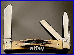 Vintage CASE XX 1995 CONGRESS WHITTLER THICK STAG LONG PULL KNIFE 53052SS MINT