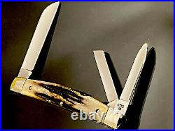 Vintage CASE XX 1995 CONGRESS WHITTLER THICK STAG LONG PULL KNIFE 53052SS MINT