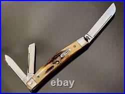 Vintage CASE XX 1995 CONGRESS WHITTLER THICK STAG LONG PULL KNIFE 53052SS MINT