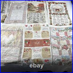 Vintage Linen Calendar Tea Towels 50s 60s 70s 80s Lot Of 27 Farmhouse Scenic