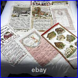 Vintage Linen Calendar Tea Towels 50s 60s 70s 80s Lot Of 27 Farmhouse Scenic